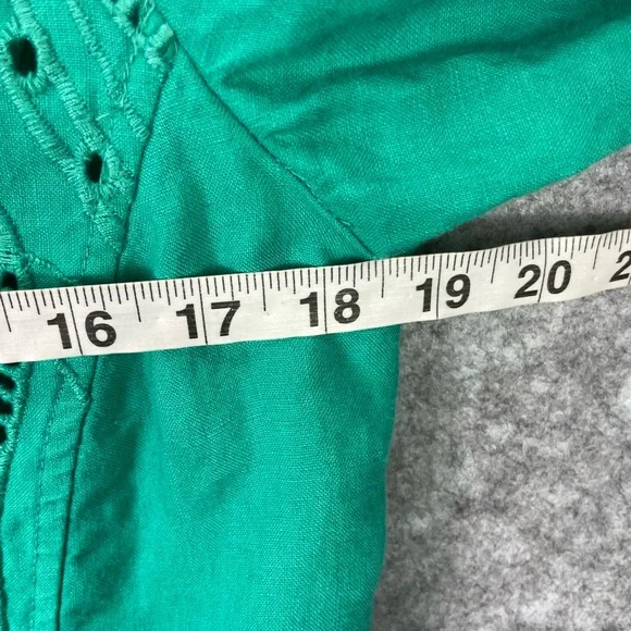 Chicos Jacket Womens 1 Small Green Eyelet Cutout Embroidered Zip Front - Picture 9 of 11